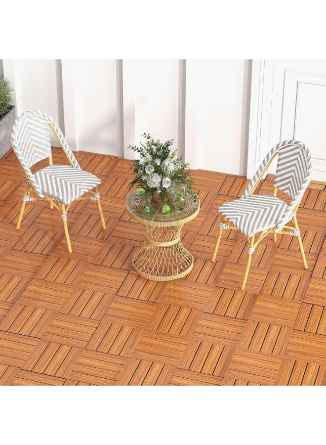 HOME TASTE Wooden Deck Tiles Waterproof Wood Click Deck Board Raised Flooring Squares Hardwood,Click Floor Decking Tile, Waterproof Balcony Flooring, Wooden Parquet Flooring (1 Pcs) - Image 5