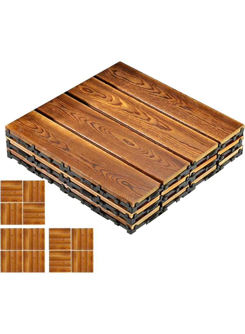HOME TASTE Wooden Deck Tiles Waterproof Wood Click Deck Board Raised Flooring Squares Hardwood,Click Floor Decking Tile, Waterproof Balcony Flooring, Wooden Parquet Flooring (1 Pcs) - Image 1