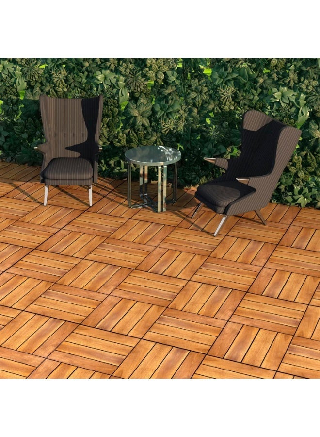 HOME TASTE Wooden Deck Tiles Waterproof Wood Click Deck Board Raised Flooring Squares Hardwood,Click Floor Decking Tile, Waterproof Balcony Flooring, Wooden Parquet Flooring (1 Pcs) - Image 4