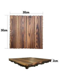 HOME TASTE Wooden Deck Tiles Waterproof Wood Click Deck Board Raised Flooring Squares Hardwood,Click Floor Decking Tile, Waterproof Balcony Flooring, Wooden Parquet Flooring (1 Pcs)  - Image 2