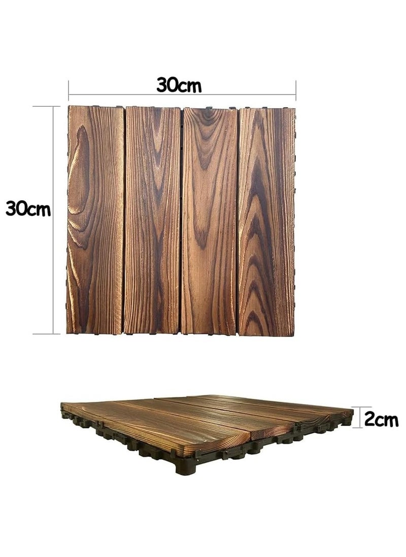 HOME TASTE Wooden Deck Tiles Waterproof Wood Click Deck Board Raised Flooring Squares Hardwood,Click Floor Decking Tile, Waterproof Balcony Flooring, Wooden Parquet Flooring (1 Pcs)  - Image 2