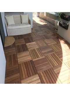 HOME TASTE Wooden Deck Tiles Waterproof Wood Click Deck Board Raised Flooring Squares Hardwood,Click Floor Decking Tile, Waterproof Balcony Flooring, Wooden Parquet Flooring (1 Pcs)  - Image 4