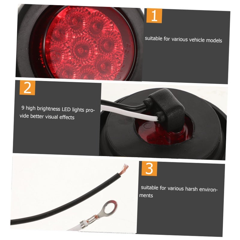 2 قطعة من أضواء LED الخلفية للسيارات سهلة التركيب للشاحنات والمقطورات باللون الأحمر - Image 4