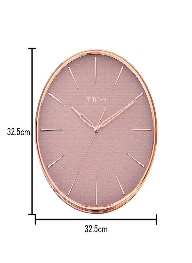 Titan Contemporary Rustic Pink Wall Clock in a Glossy Finish with a Textured Dial 32.5 x 32.5 cm (Medium) - Image 3