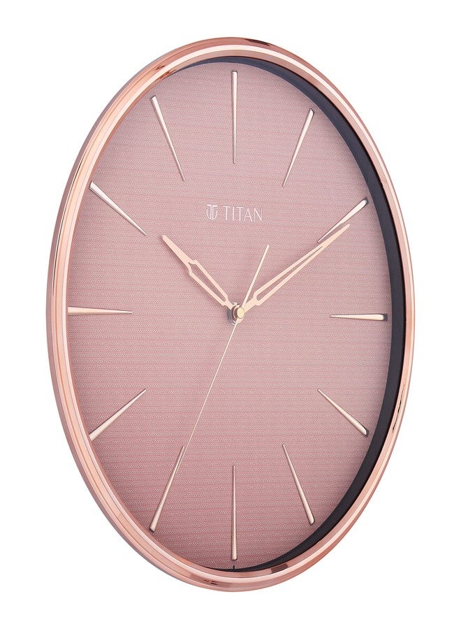 Titan Contemporary Rustic Pink Wall Clock in a Glossy Finish with a Textured Dial 32.5 x 32.5 cm (Medium) - Image 2