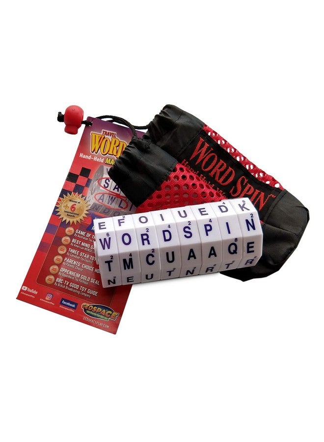 Geospace The Original Word Spin Handheld Magnetic Word Game Travel Edition with Storage Pouch - Image 1
