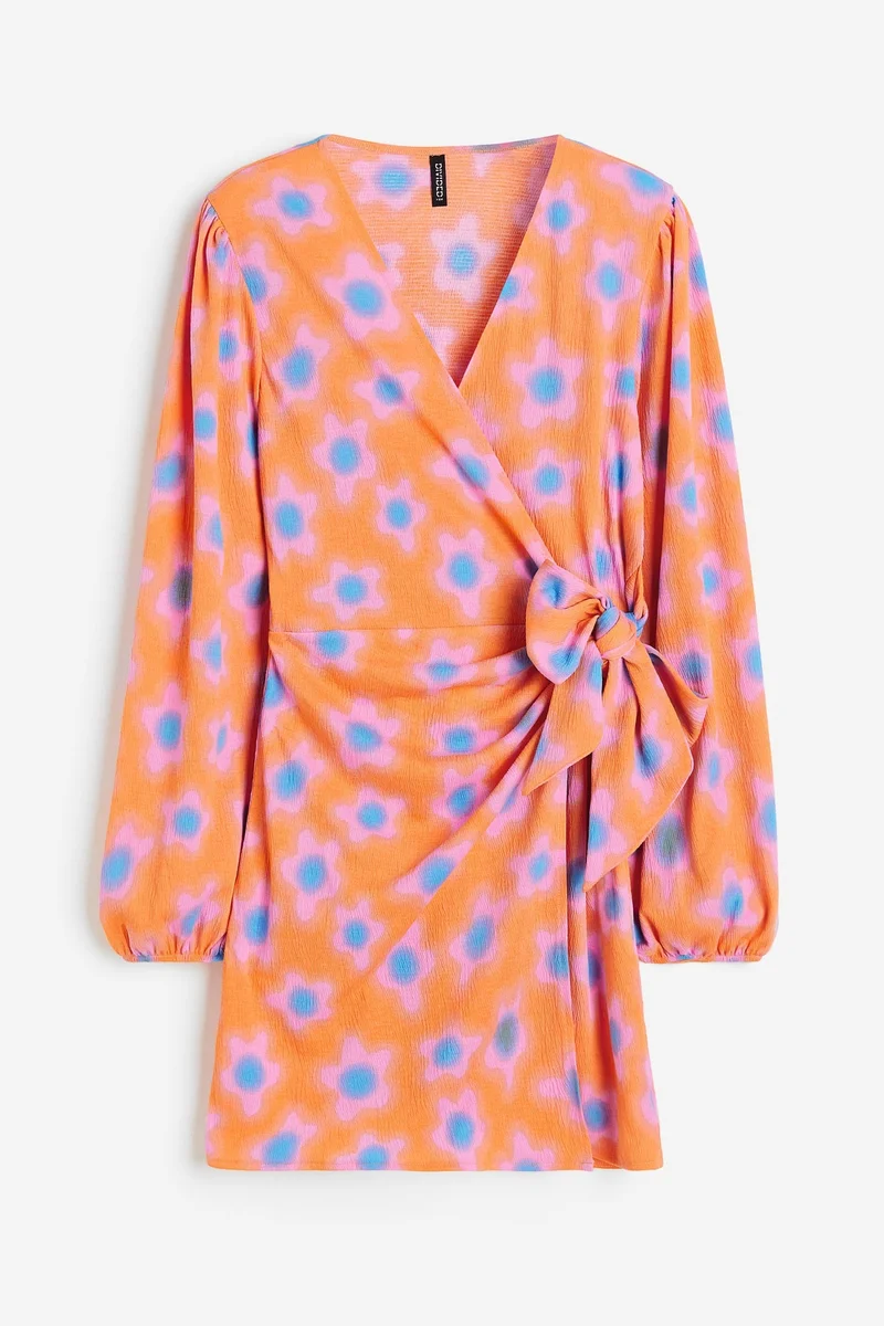 H&M Ballon Sleeve Wrap Detail Dress