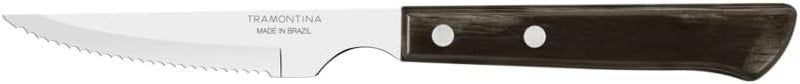 Tramontina Polywood 4" Steak Knife Set - 10 Pieces with Stainless Steel Blades and Brown Treated Wood Handles - Image 2