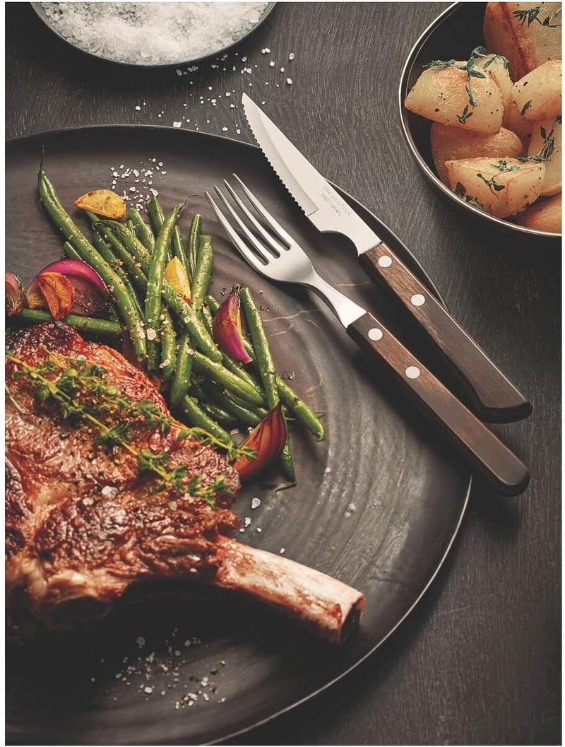 Tramontina Polywood 4" Steak Knife Set - 10 Pieces with Stainless Steel Blades and Brown Treated Wood Handles - Image 3