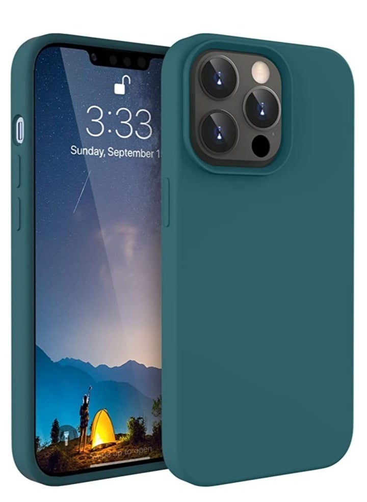 Raxoom Liquid Silicone Shockproof Protective Case with Soft Microfiber Lining for iPhone 13 Pro Max 6.7 inch (2021), (Turquoise) - Image 1
