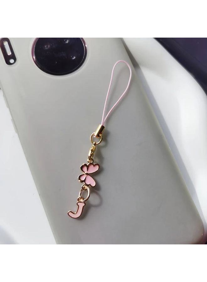 Pink Butterfly Letter Phone Case With Lanyard 26 Capital Letters Pendant Holiday Birthday Gift - Image 5