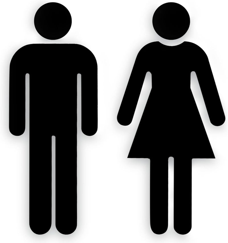 GLOBE ROCKET Men and Women Bathroom Signs Decor (Figure Set Black Acrylic) - Men and Women Modern Bathroom Sign - Restroom Signs for Business - Image 1