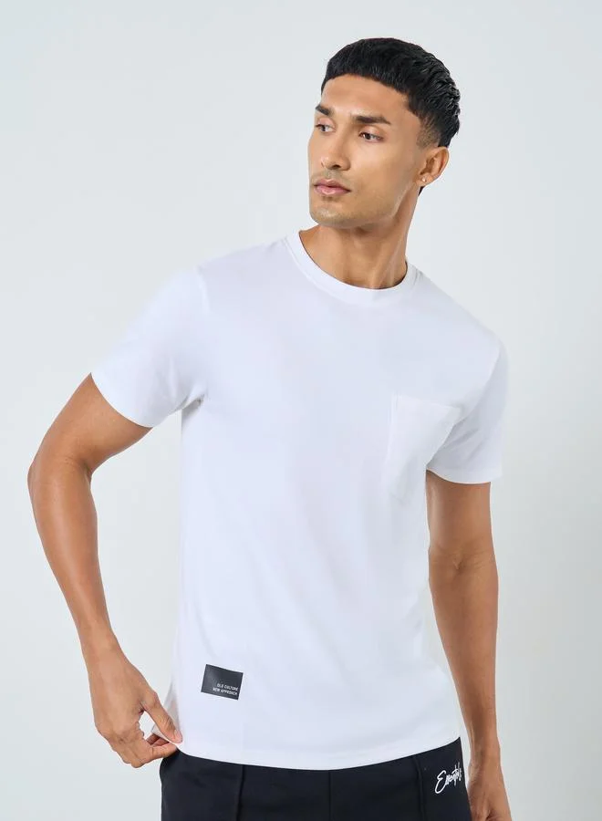 Styli Styli Men Regular Fit Interlock T-Shirt with Badge Detail