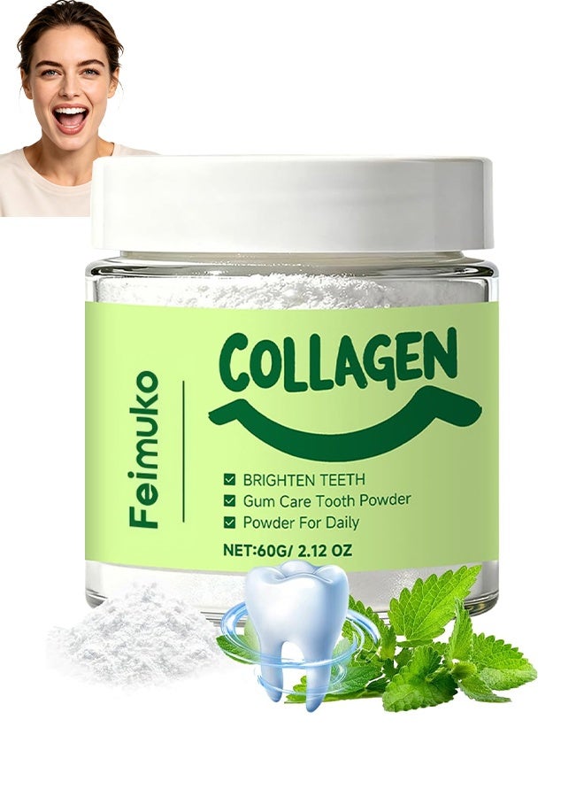 Feimuko Collagen Gum Care Tooth Powder， Remineralizing Tooth Powder for Enamel Support, Daily Oral Care, Breath Freshener  60g - Image 1