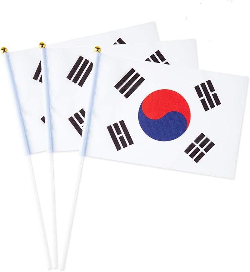 mflagperft South Korea Flag South Korean Flag, Small Mini Handheld South Korea Flags on Stick, Ideal for Party Parades Sports Events Patriotic Festival Decorations - Image 1
