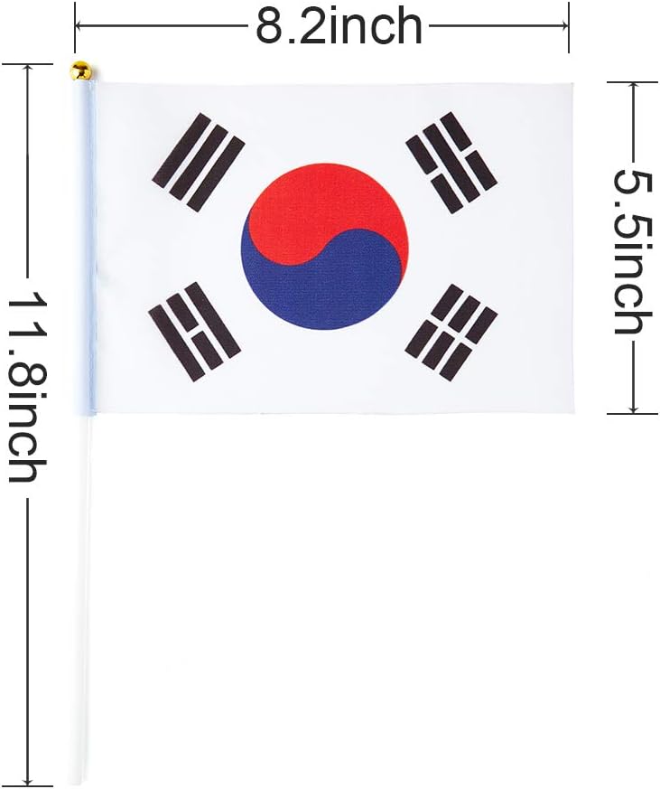mflagperft South Korea Flag South Korean Flag, Small Mini Handheld South Korea Flags on Stick, Ideal for Party Parades Sports Events Patriotic Festival Decorations - Image 2