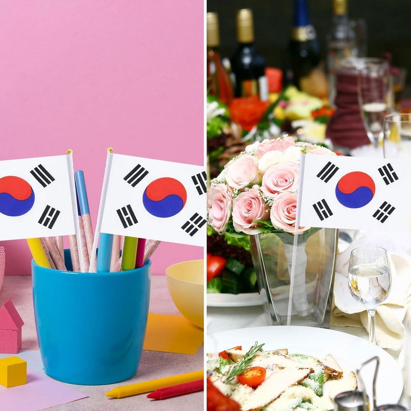 mflagperft South Korea Flag South Korean Flag, Small Mini Handheld South Korea Flags on Stick, Ideal for Party Parades Sports Events Patriotic Festival Decorations - Image 4