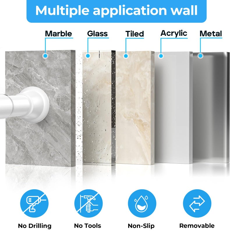 ZipGlo 2pack Tension Curtain Rod 30 to 62 Inch, White Spring Tension Curtain Rod Adjustable Expandable Curtain Rod No Drilling, Spring Loaded Curtain Rods for Windows, Bedroom, Doorway Door, Closet - Image 4