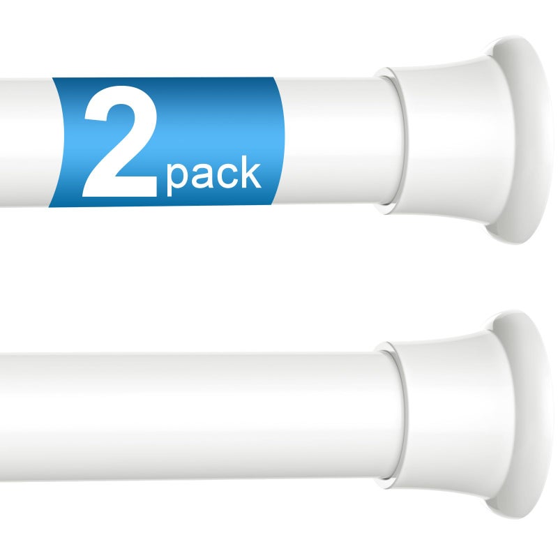 ZipGlo 2pack Tension Curtain Rod 30 to 62 Inch, White Spring Tension Curtain Rod Adjustable Expandable Curtain Rod No Drilling, Spring Loaded Curtain Rods for Windows, Bedroom, Doorway Door, Closet - Image 1