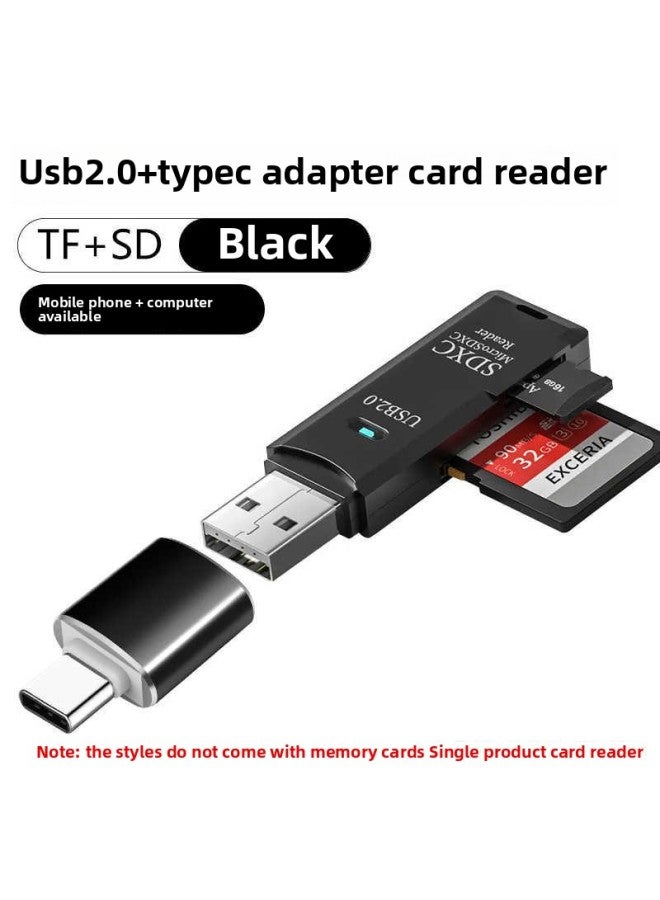 Card Reader Usb3.0 High-speed Multi-function All-in-one Sd Memory Card Tf Converter Typec Computer Card U Disk-Color:Black 2.0 [sd/tf Card Two-in-one] Comes With Otg Adapter-Capacity:Default Item  - Image 1