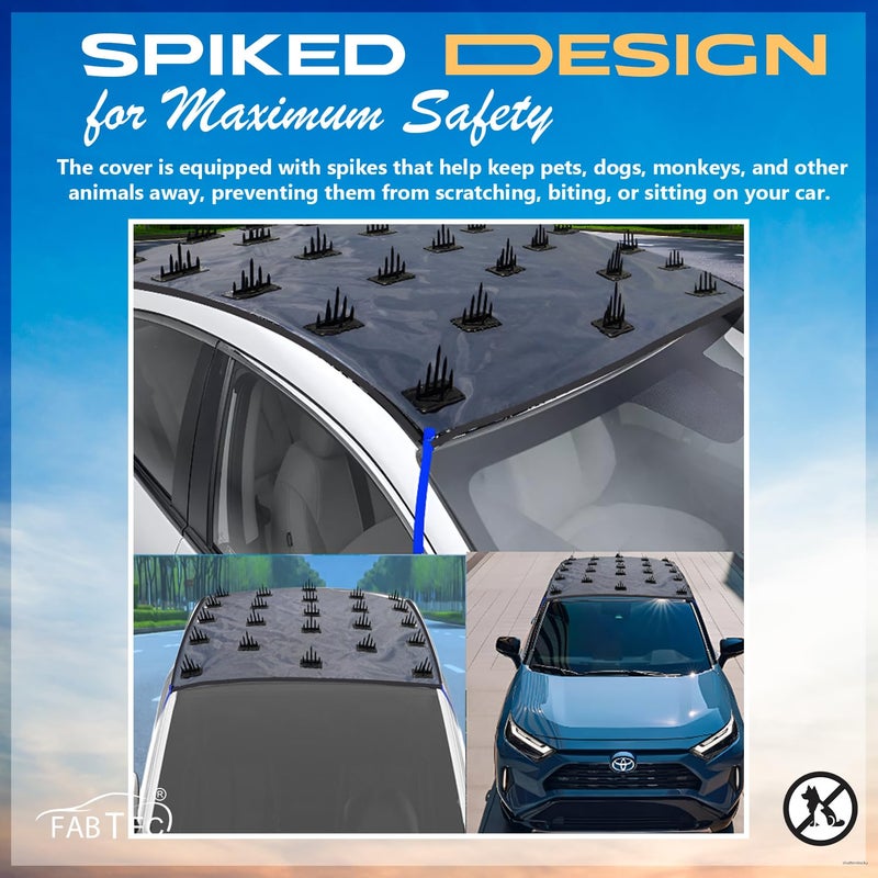 FABTEC غطاء حماية السيارة من الكلاب والحيوانات غطاء جسم السيارة المقاوم للغبار غطاء حماية الكلاب لسطح السيارة مع المسامير متوافق مع جميع السيارات بحجم عالمي 1 قطعة - Image 2