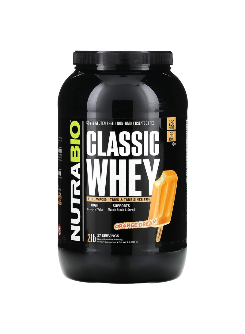 NutraBio Classic Whey Protein, Orange Dream, 2 lb (907 g)