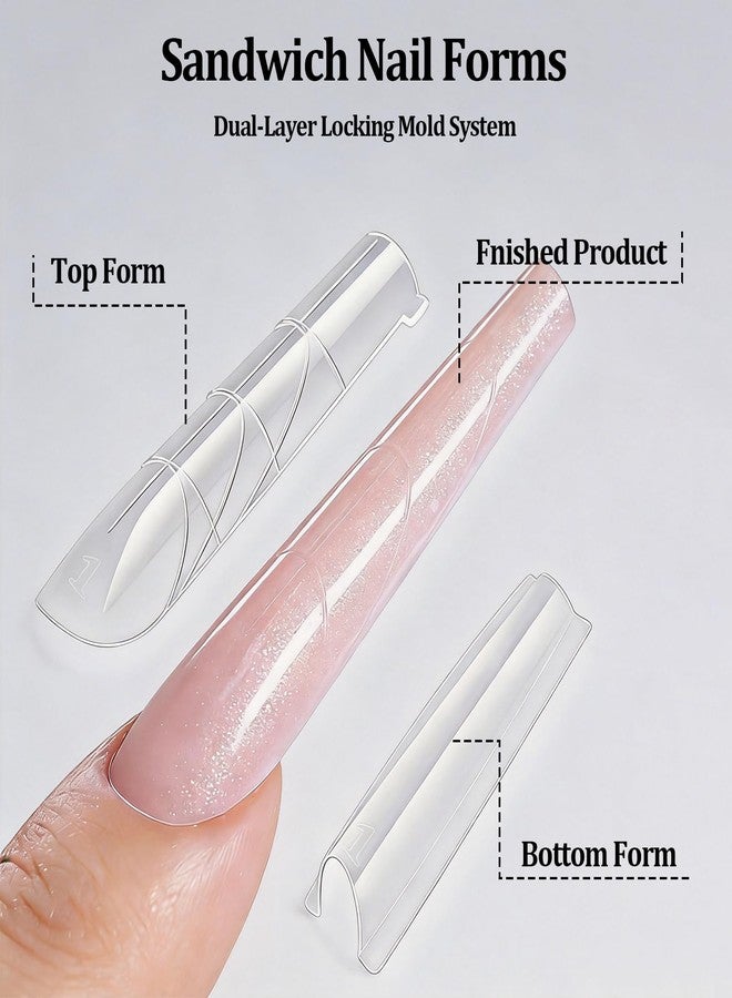Amzlysdok 256PCS Sandwich Dual Nail Forms,Ultra-Thin Flexible Coffin Dual Form Reusable Top & Bottom Forms for Builder Gel ＆ Polygel,16 Sizes for Nail Extensions Salon-Quality DIY Nails - Image 4