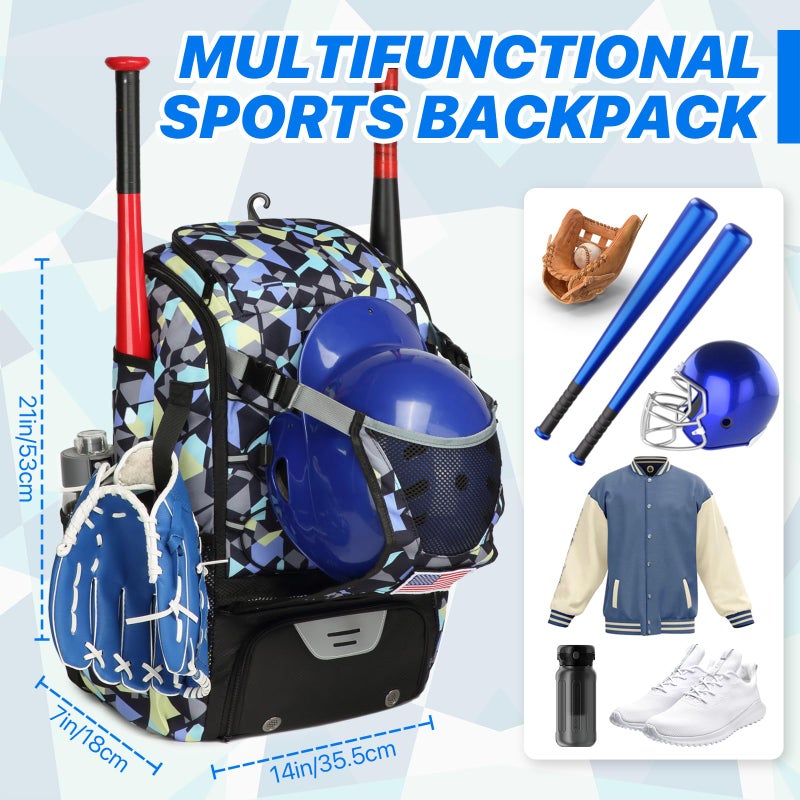 GOTECH Softball Bag for Youth & Adults, Baseball Bat & Equipment Bag with Fence Hook, Lightweight Backpack with Shoe Compartment, Large Main Compartment for Helmet - Image 2