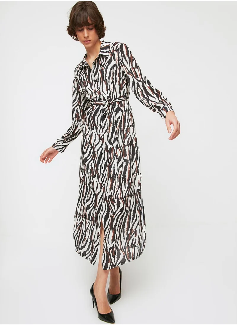 trendyol Printed Button Down Dress