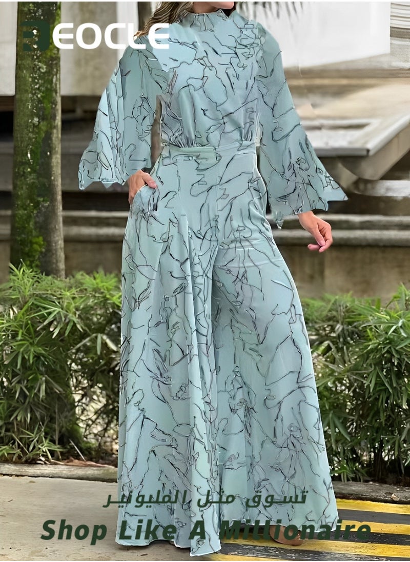Elegant Jumpsuit Waist-cinching Lace-up Long-sleeved Trousers Printed Jumpsuit Fashionable Printed Design Stand-up Collar Design Waist-cinching Design - pzsku/ZF8BEB2EEC25D5877A02FZ/45/_/1711678204/8101fe9f-d128-413f-900b-37b73248c0c0