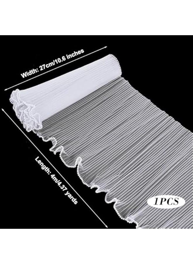 ورق تغليف باقة الزهور 4.37 ياردة، ورق تغليف الزهور بحافة لؤلؤية، ورق شبكي شفاف مجعد لمستلزمات بائع الزهور وديكور الزفاف وتغليف الهدايا (أبيض، كبير) - Image 5