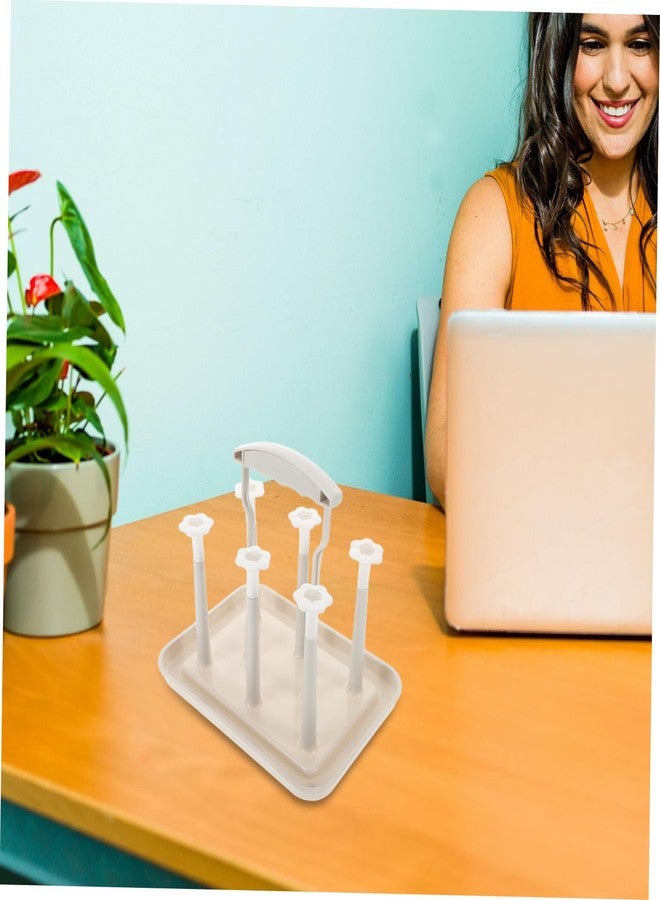 Toyvian Space Saving Baby Bottle Drying Rack with Cup Holder for Countertop Portable Baby Bottle Drain Rack for Kitchen and Nursery Organization - Image 4