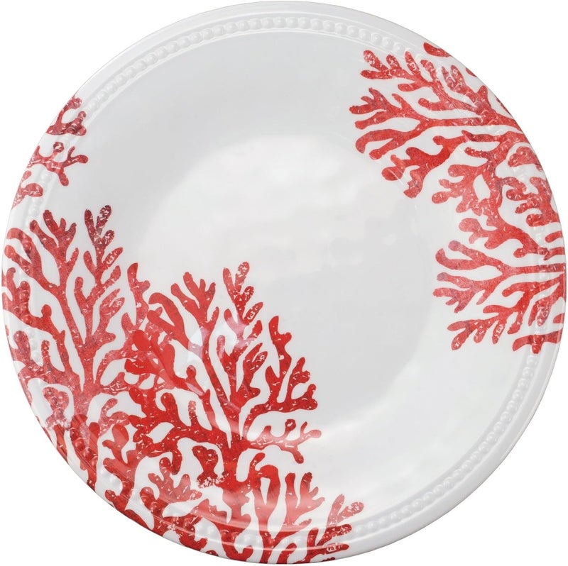 UP UPware Red Coral Melamine Dinner Plate Set Round Plates with Beaded Edge for Main course Pasta and Salad BPAFree Dishwasher Safe Red 1075 Inch Set of 6 - Image 4