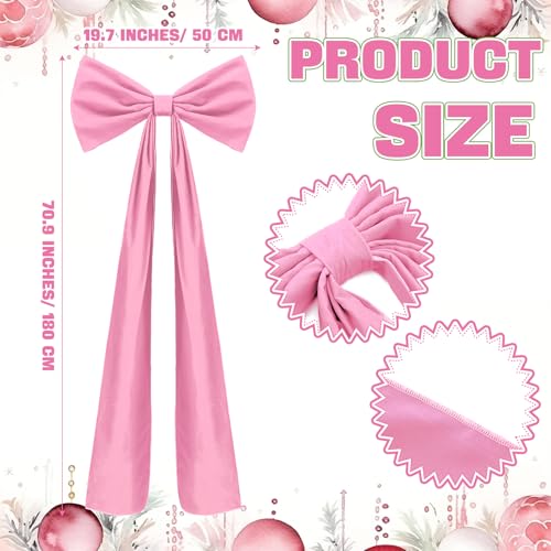 Knitgrip 20 x 71 Inches Extra Large Velvet Bows Decorations Giant Bow with Tie and Long Ribbon for Home Wall Backdrop Birthday Wedding Bridal Shower Party DecorationsPink - Image 3