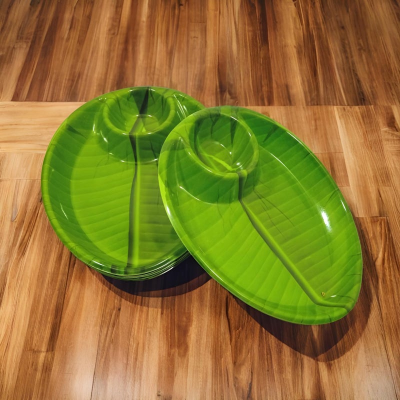 Inpro (Pack of 6 Melamine Designer Snacks Platters in Green Color-Perfect for Kitchen Utensils & Serving Snacks. - Image 1