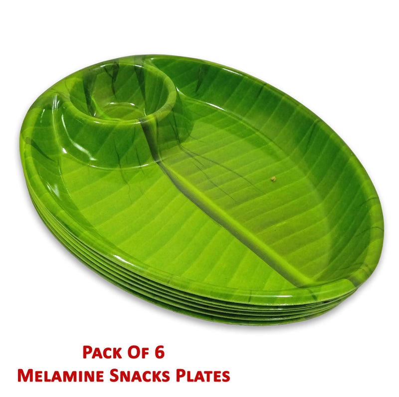 Inpro (Pack of 6 Melamine Designer Snacks Platters in Green Color-Perfect for Kitchen Utensils & Serving Snacks. - Image 3