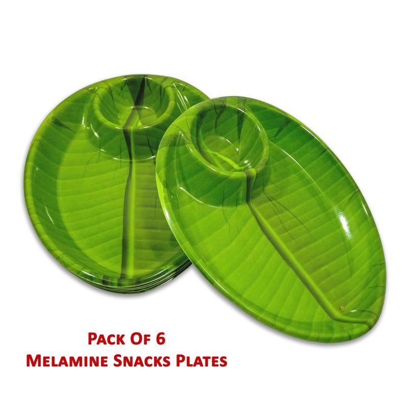 Inpro (Pack of 6 Melamine Designer Snacks Platters in Green Color-Perfect for Kitchen Utensils & Serving Snacks. - Image 4