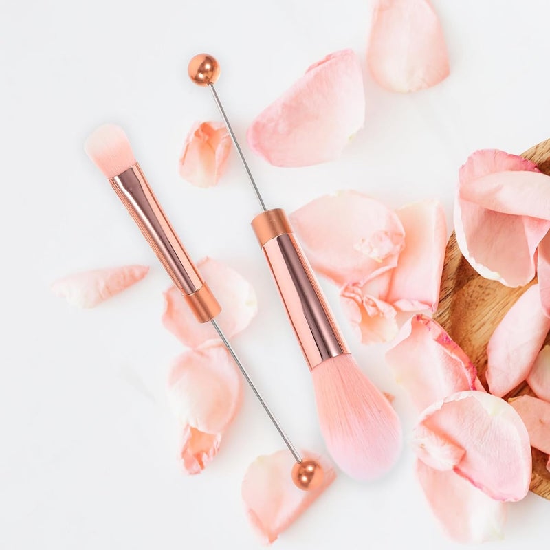 KICHOUSE 5pcs Rose Gold Handle Makeup Brush Set Blush, Powder, and Eyeshadow Brushes for Women, Face Makeup Tools Suitable for Daily and Travel Use - Image 5