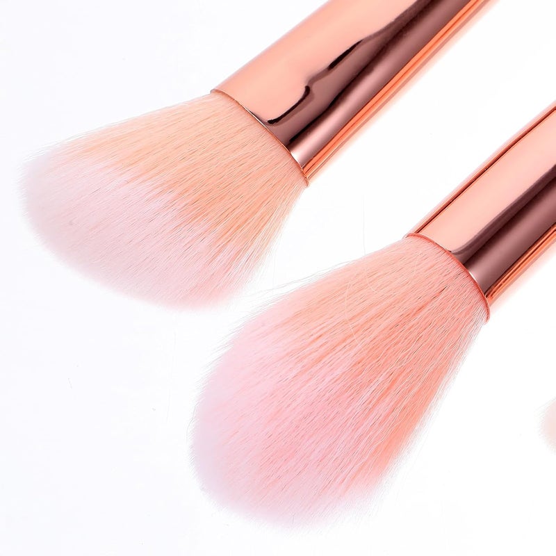 KICHOUSE 5pcs Rose Gold Handle Makeup Brush Set Blush, Powder, and Eyeshadow Brushes for Women, Face Makeup Tools Suitable for Daily and Travel Use - Image 3