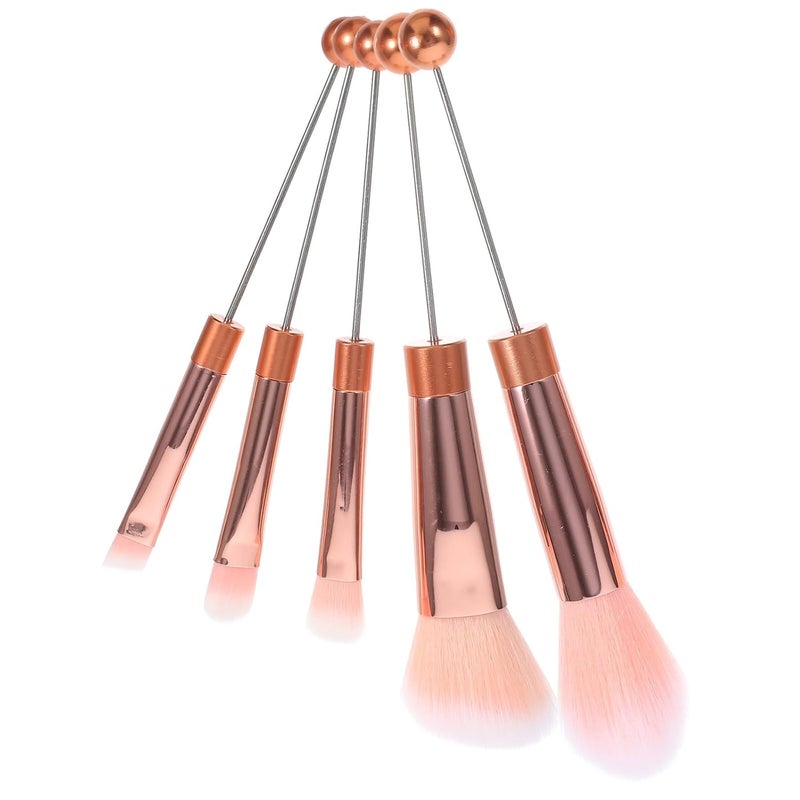 KICHOUSE 5pcs Rose Gold Handle Makeup Brush Set Blush, Powder, and Eyeshadow Brushes for Women, Face Makeup Tools Suitable for Daily and Travel Use - Image 1