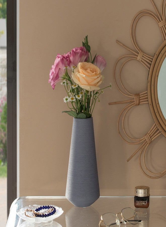 يونيك وايز مزهرية طاولة سيراميك دائرية مخروطية الشكل، رمادية اللون، متوسطة الحجم، ارتفاع 8 بوصات، قطعة مركزية أنيقة - Image 5