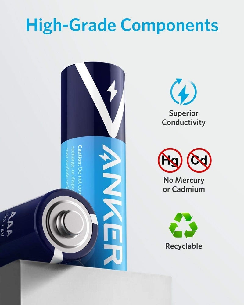 Anker Alkaline AAA Batteries (4-Pack), Long-Lasting & Leak-Proof with PowerLock Technology, High Capacity Triple A Batteries with Adaptive Power and Superior Safety - Image 5