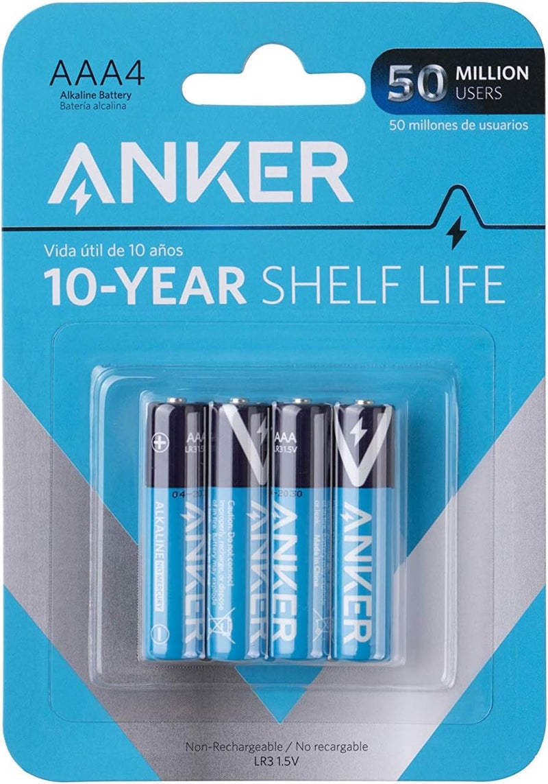 Anker Alkaline AAA Batteries (4-Pack), Long-Lasting & Leak-Proof with PowerLock Technology, High Capacity Triple A Batteries with Adaptive Power and Superior Safety - Image 1