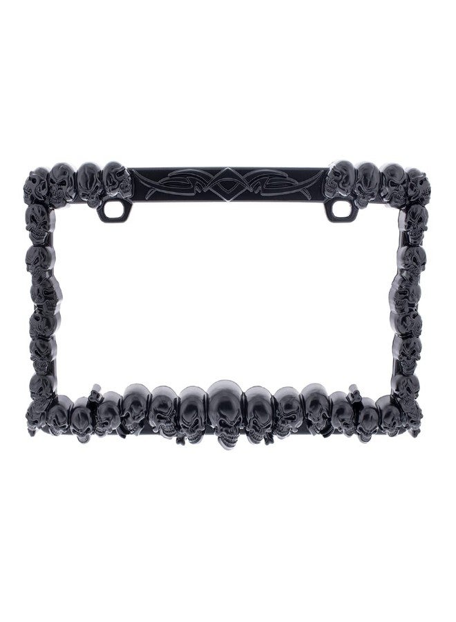 United Pacific Universal Die-Cast Metal, Black Skull License Plate Frame Holder for Cars, Trucks, RVs, Semi, Tough & Durable Car Accessories - 1 Unit - Image 1