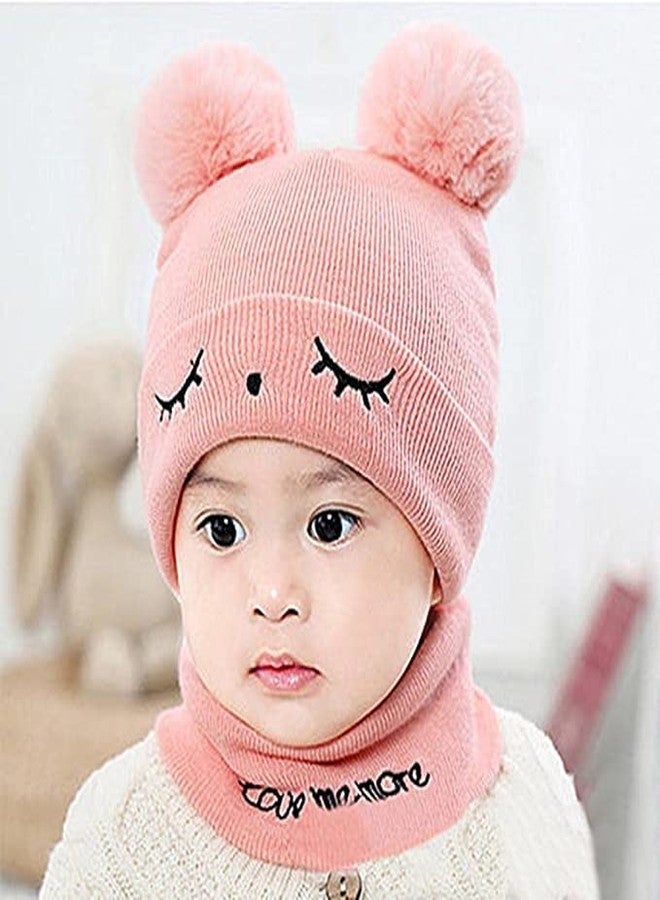 CHACKO Baby Winter Scarf & Hat Set, Knitted Baby Hat with Pompom (Age 0 Month to 2 Yrs)_Pink - Image 3