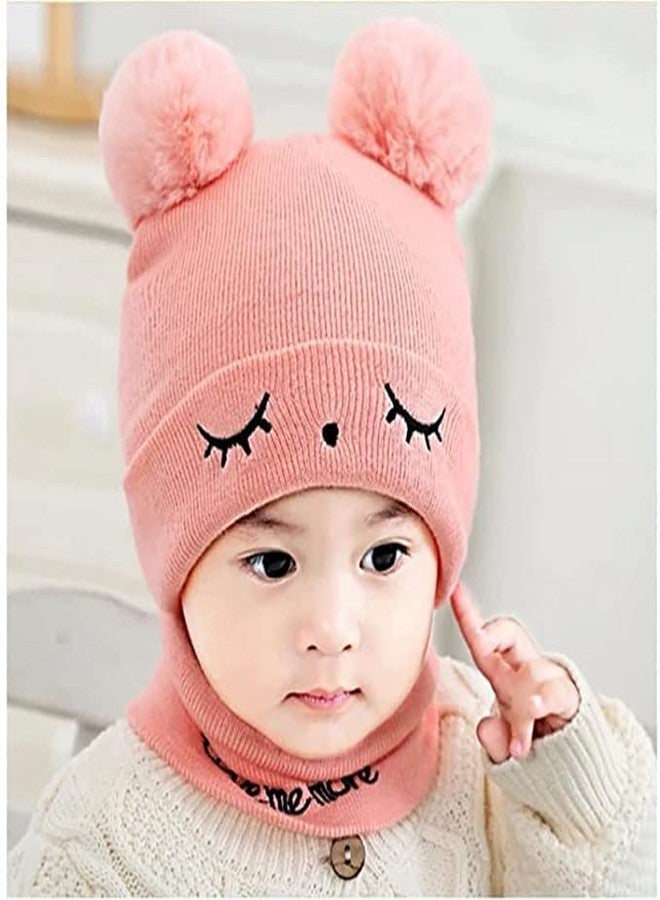 CHACKO Baby Winter Scarf & Hat Set, Knitted Baby Hat with Pompom (Age 0 Month to 2 Yrs)_Pink - Image 2
