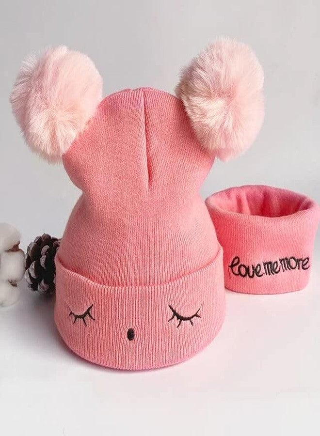 CHACKO Baby Winter Scarf & Hat Set, Knitted Baby Hat with Pompom (Age 0 Month to 2 Yrs)_Pink - Image 4