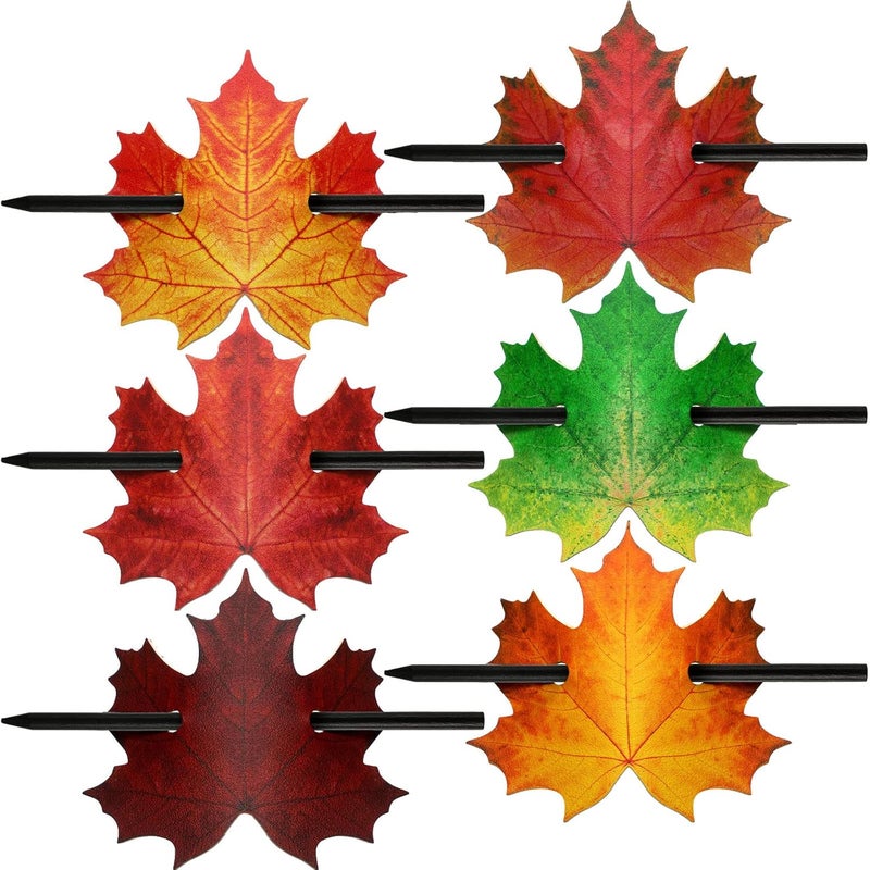 6 Pcs Maple Leaf Faux Leather Hair Pins and Barrettes  Autumn Colorful Leaves Hair Accessories for Women