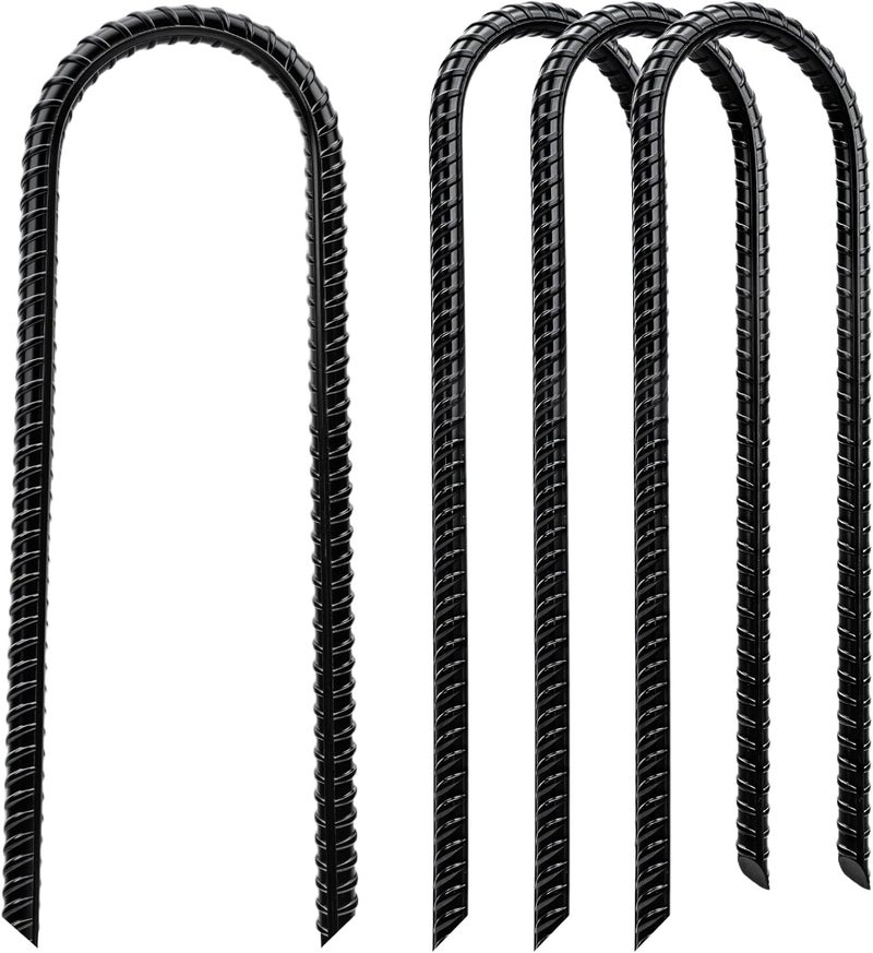 CELYND Trampoline Stakes High Wind - Heavy Duty 12 Inch U Shaped Ground Anchors - Galvanized Steel Rebar Stakes for Outdoor Camping Tent Fence Garden Decorations - Image 1