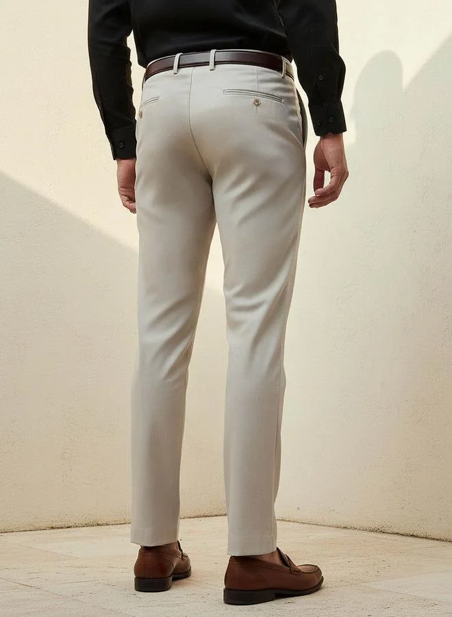 Splash FAV BEIGE Slim Fit Flexi Waist Formal Trousers for Men | Best Price UAE